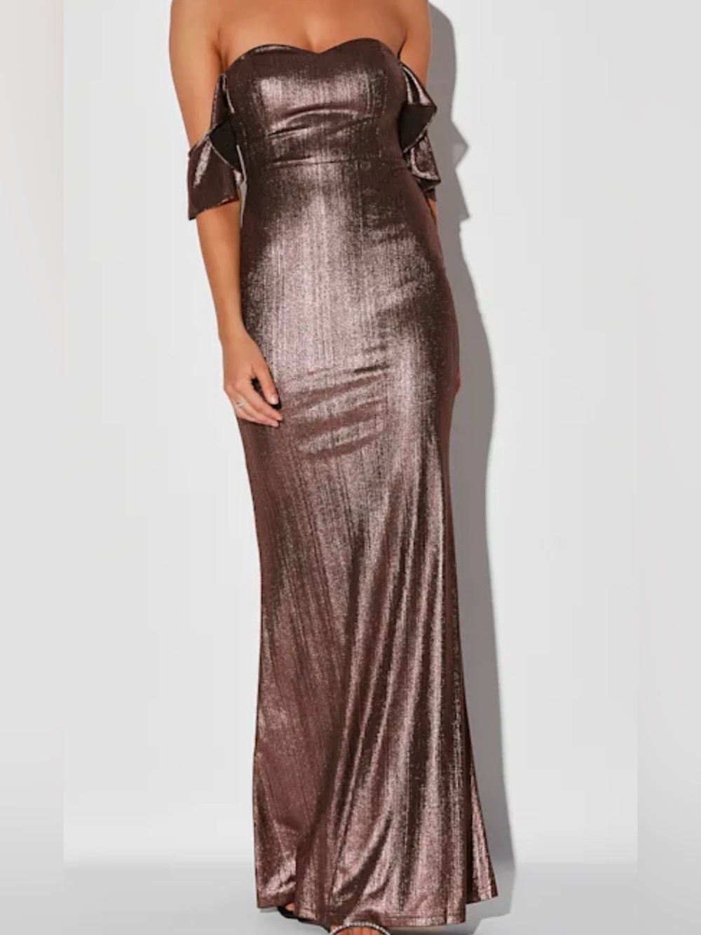 Dark Pink Metallic Maxi Dress
